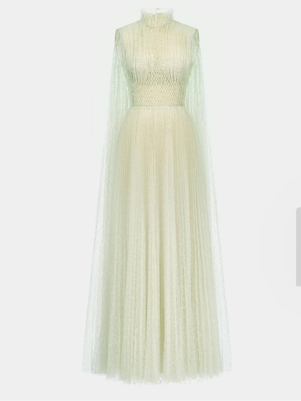 Monstand Smocked Lace Maxi Dress in pale green